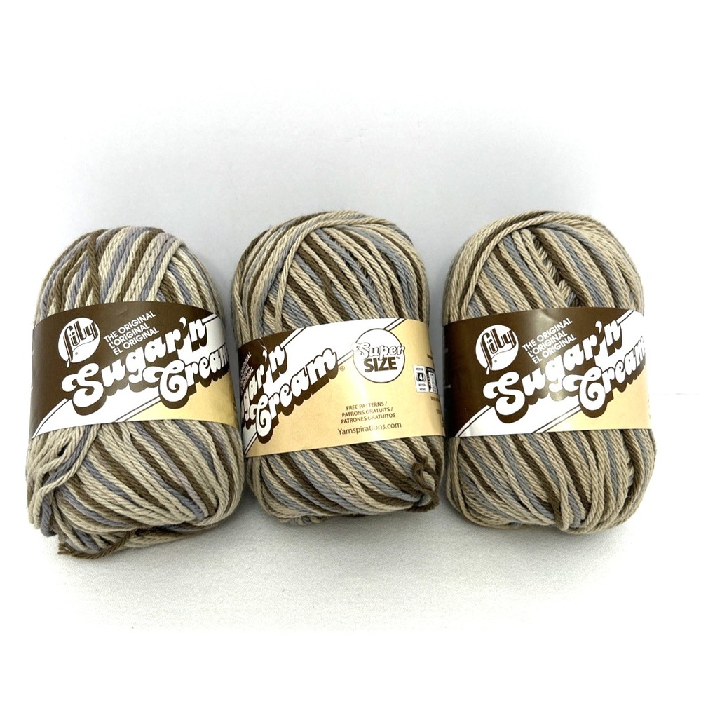 Lily Sugar 'n Cream Super-Size 100% Cotton Yarn Earth Ombre Lot of 3